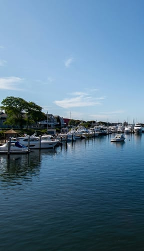 Falmouth Harbor with sailboats and calm blue water on a summer day